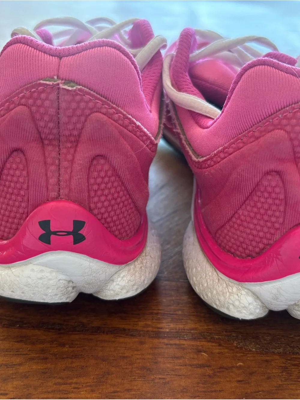 Under Armour Women’s Bright Pink Athletic Sneakers with White Laces size 8
